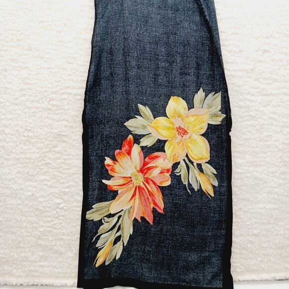 Dress Maxi Size M Black Goth Revival Bloomcore Cruise Resort Tropical Vacation - Picture 11 of 14